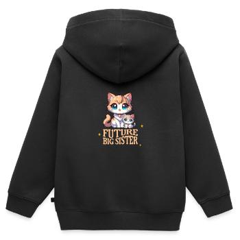 Ich bin bald eine Große Schwester süße Katzen - Kinder Premium Organic Zip Hoodie - Schwarz - Hinten - AI Model Kid Male (0cm)