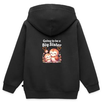 Devenez une grande sœur mignonnes hiboux - Sweat Premium à capuche zippé enfant bio - noir - Dos - AI Model Kid Male (0cm)