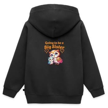 Devenez une grande sœur mignonnes hiboux - Sweat Premium à capuche zippé enfant bio - noir - Dos - AI Model Kid Male (0cm)