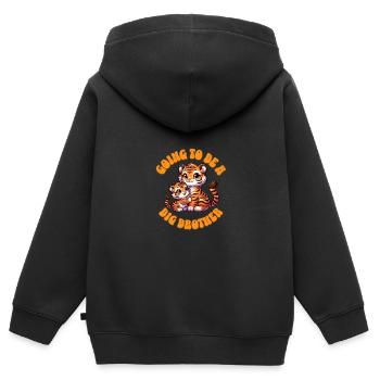 I'm going to be a big brother sweet tiger, brother - Kids Premium Organic Zip-up Hoodie - black - Back - AI Model Kid Male (0cm)