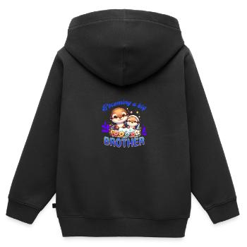 Soon I'll be a Big Brother Sweet Otter Brother - Kids Premium Organic Zip-up Hoodie - black - Back - AI Model Kid Male (0cm)