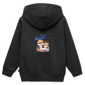 Soon I'll be a Big Brother Sweet Otter Brother - Kids Premium Organic Zip-up Hoodie - black - Back - AI Model Kid Male (0cm)
