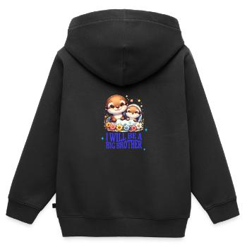 I'm going to be a big brother sweet otter, brother - Kids Premium Organic Zip-up Hoodie - black - Back - AI Model Kid Male (0cm)
