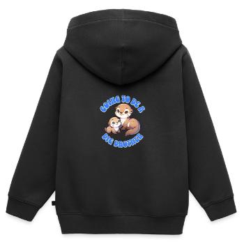 I'm going to be a big brother sweet otter, brother - Kids Premium Organic Zip-up Hoodie - black - Back - AI Model Kid Male (0cm)
