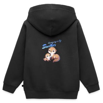 Soon I'll be a Big Brother Sweet Otter Brother - Kids Premium Organic Zip-up Hoodie - black - Back - AI Model Kid Male (0cm)