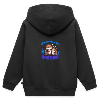Soon I'll be a Big Brother Sweet Otter Brother - Kids Premium Organic Zip-up Hoodie - black - Back - AI Model Kid Male (0cm)