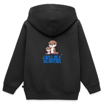 I'm going to be a big brother sweet otter, brother - Kids Premium Organic Zip-up Hoodie - black - Back - AI Model Kid Male (0cm)