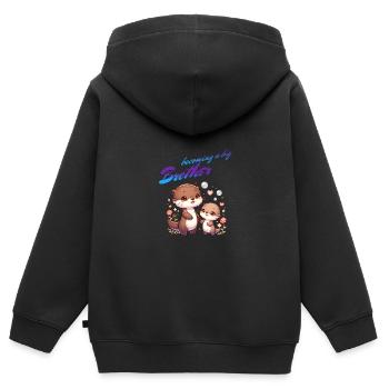Soon I'll be a Big Brother Sweet Otter Brother - Kids Premium Organic Zip-up Hoodie - black - Back - AI Model Kid Male (0cm)