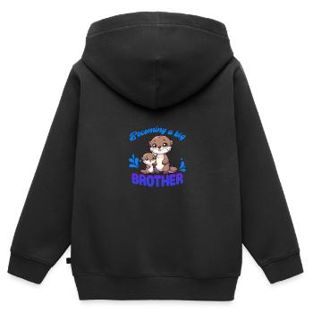 Soon I'll be a Big Brother Sweet Otter Brother - Kids Premium Organic Zip-up Hoodie - black - Back - AI Model Kid Male (0cm)