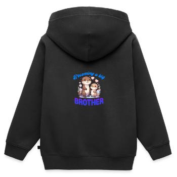 Soon I'll be a Big Brother Sweet Otter Brother - Kids Premium Organic Zip-up Hoodie - black - Back - AI Model Kid Male (0cm)