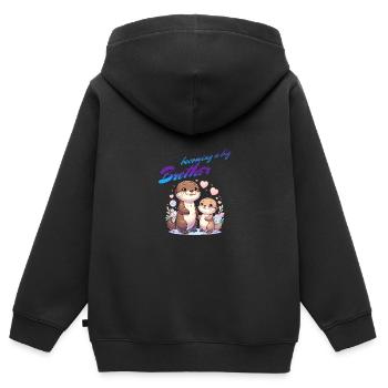 Soon I'll be a Big Brother Sweet Otter Brother - Kids Premium Organic Zip-up Hoodie - black - Back - AI Model Kid Male (0cm)
