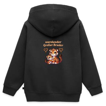 werdender Großer Bruder - Kinder Premium Organic Zip Hoodie - Schwarz - Hinten - AI Model Kid Male (0cm)