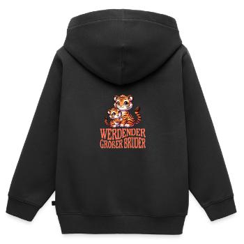 werdender Großer Bruder - Kinder Premium Organic Zip Hoodie - Schwarz - Hinten - AI Model Kid Male (0cm)