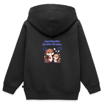 werdender Großer Bruder - Kinder Premium Organic Zip Hoodie - Schwarz - Hinten - AI Model Kid Male (0cm)
