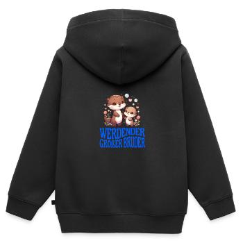 werdender Großer Bruder - Kinder Premium Organic Zip Hoodie - Schwarz - Hinten - AI Model Kid Male (0cm)