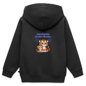 Grand frère en devenir - Sweat Premium à capuche zippé enfant bio - noir - Dos - AI Model Kid Male (0cm)
