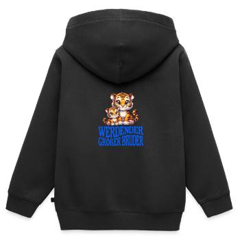 werdender Großer Bruder - Kinder Premium Organic Zip Hoodie - Schwarz - Hinten - AI Model Kid Male (0cm)