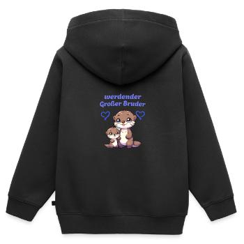 werdender Großer Bruder - Kinder Premium Organic Zip Hoodie - Schwarz - Hinten - AI Model Kid Male (0cm)