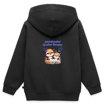 werdender Großer Bruder - Kinder Premium Organic Zip Hoodie - Schwarz - Hinten - AI Model Kid Male (0cm)
