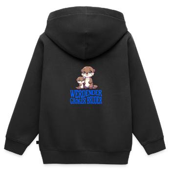 werdender Großer Bruder - Kinder Premium Organic Zip Hoodie - Schwarz - Hinten - AI Model Kid Male (0cm)