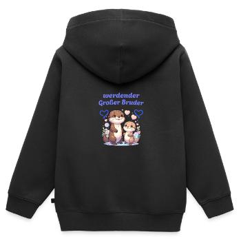 werdender Großer Bruder - Kinder Premium Organic Zip Hoodie - Schwarz - Hinten - AI Model Kid Male (0cm)
