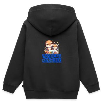 werdender Großer Bruder - Kinder Premium Organic Zip Hoodie - Schwarz - Hinten - AI Model Kid Male (0cm)