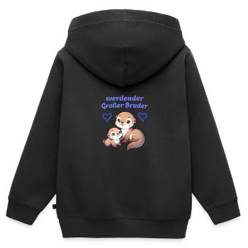 werdender Großer Bruder - Kinder Premium Organic Zip Hoodie - Schwarz - Hinten - AI Model Kid Male (0cm)
