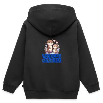 werdender Großer Bruder - Kinder Premium Organic Zip Hoodie - Schwarz - Hinten - AI Model Kid Male (0cm)