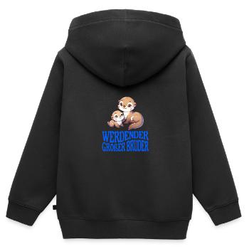 werdender Großer Bruder - Kinder Premium Organic Zip Hoodie - Schwarz - Hinten - AI Model Kid Male (0cm)