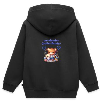 werdender Großer Bruder - Kinder Premium Organic Zip Hoodie - Schwarz - Hinten - AI Model Kid Male (0cm)