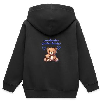 werdender Großer Bruder - Kinder Premium Organic Zip Hoodie - Schwarz - Hinten - AI Model Kid Male (0cm)
