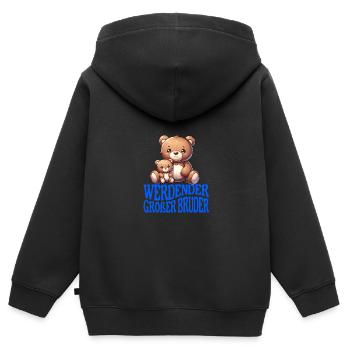 werdender Großer Bruder - Kinder Premium Organic Zip Hoodie - Schwarz - Hinten - AI Model Kid Male (0cm)