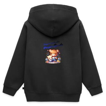 Bald werdender Großer Bruder - Kinder Premium Organic Zip Hoodie - Schwarz - Hinten - AI Model Kid Male (0cm)