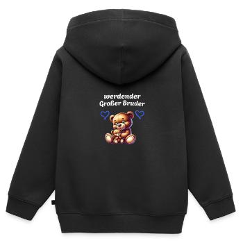 werdender Großer Bruder - Kinder Premium Organic Zip Hoodie - Schwarz - Hinten - AI Model Kid Male (0cm)