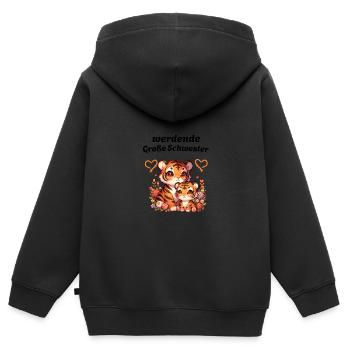 big sister-to-be - Kids Premium Organic Zip-up Hoodie - black - Back - AI Model Kid Male (0cm)