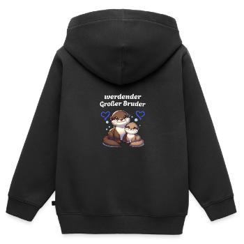 werdender Großer Bruder - Kinder Premium Organic Zip Hoodie - Schwarz - Hinten - AI Model Kid Male (0cm)