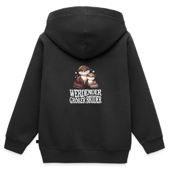 werdender Großer Bruder - Kinder Premium Organic Zip Hoodie - Schwarz - Hinten - AI Model Kid Male (0cm)