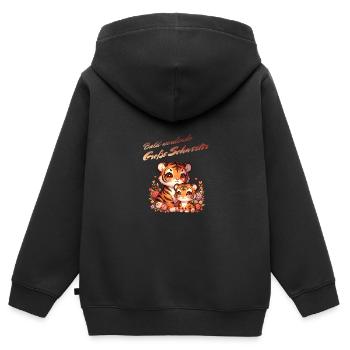 Bald werdende große Schwester - Kinder Premium Organic Zip Hoodie - Schwarz - Hinten - AI Model Kid Male (0cm)