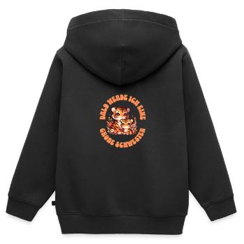 Bald werde ich eine große Schwester - Kinder Premium Organic Zip Hoodie - Schwarz - Hinten - AI Model Kid Male (0cm)