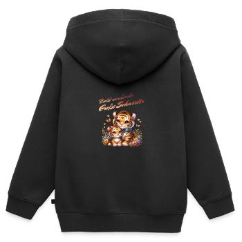 Bientôt grande sœur - Sweat Premium à capuche zippé enfant bio - noir - Dos - AI Model Kid Male (0cm)
