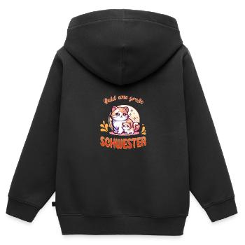 Bald eine große Schwester - Kinder Premium Organic Zip Hoodie - Schwarz - Hinten - AI Model Kid Male (0cm)