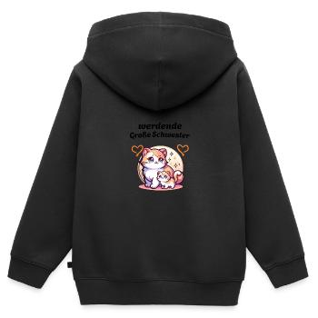big sister-to-be - Kids Premium Organic Zip-up Hoodie - black - Back - AI Model Kid Male (0cm)