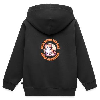 Bald werde ich eine große Schwester - Kinder Premium Organic Zip Hoodie - Schwarz - Hinten - AI Model Kid Male (0cm)