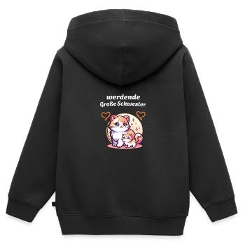 Big sister-to-be - Kids Premium Organic Zip-up Hoodie - black - Back - AI Model Kid Male (0cm)