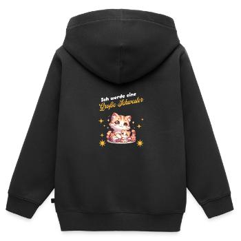 Ich werde eine große Schwester - Kinder Premium Organic Zip Hoodie - Schwarz - Hinten - AI Model Kid Male (0cm)