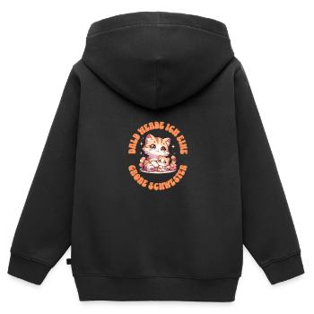Bald werde ich eine große Schwester - Kinder Premium Organic Zip Hoodie - Schwarz - Hinten - AI Model Kid Male (0cm)
