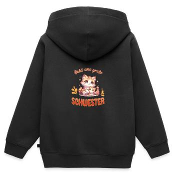 Bald eine große Schwester - Kinder Premium Organic Zip Hoodie - Schwarz - Hinten - AI Model Kid Male (0cm)