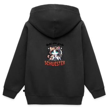 Bald eine große Schwester - Kinder Premium Organic Zip Hoodie - Schwarz - Hinten - AI Model Kid Male (0cm)