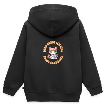 Bald werde ich eine große Schwester - Kinder Premium Organic Zip Hoodie - Schwarz - Hinten - AI Model Kid Male (0cm)