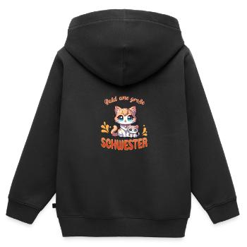 Bald eine große Schwester - Kinder Premium Organic Zip Hoodie - Schwarz - Hinten - AI Model Kid Male (0cm)